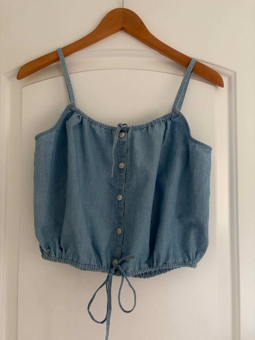 NWT Madewell Chambray Bubble Drawstring Top XS - Picture 4 of 8